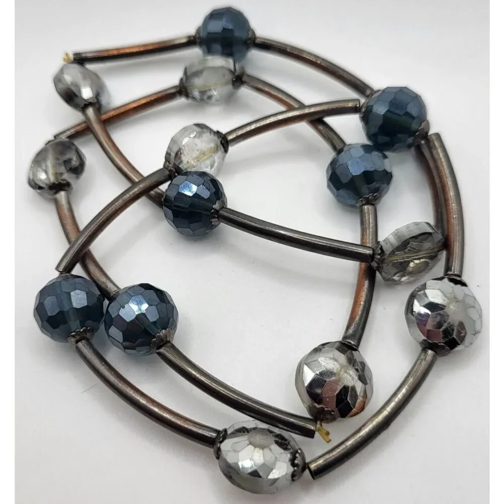 Lot of 3 Silver Navy Stretchy Bracelets 7in